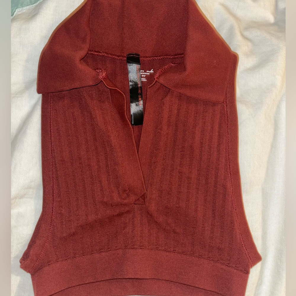 Urban Outfitters Brown/Reddish Collared Crop Top